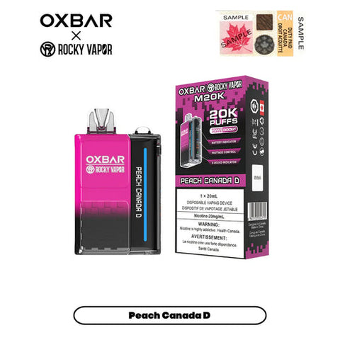 Rocky Vapor Oxbar M20k puff disposable - Peach Canada D
