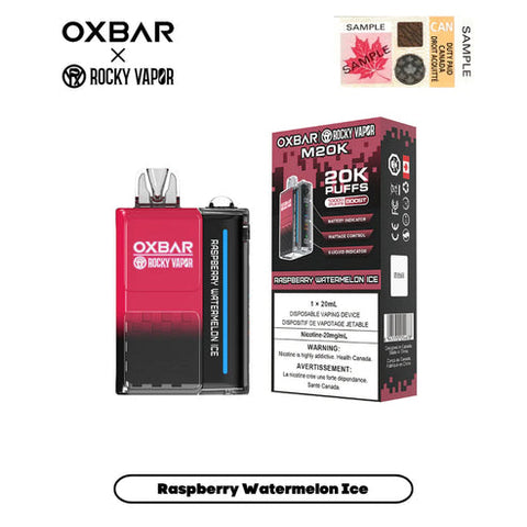 Rocky Vapor Oxbar M20k puff disposable - Raspberry Watermelon Ice