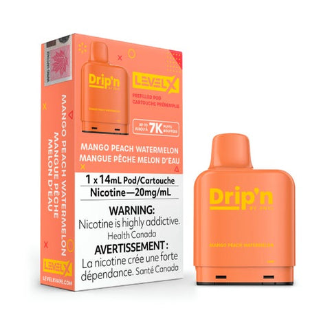 Drip'n Level X 7000 puff disposable pods - Mango Peach Watermelon