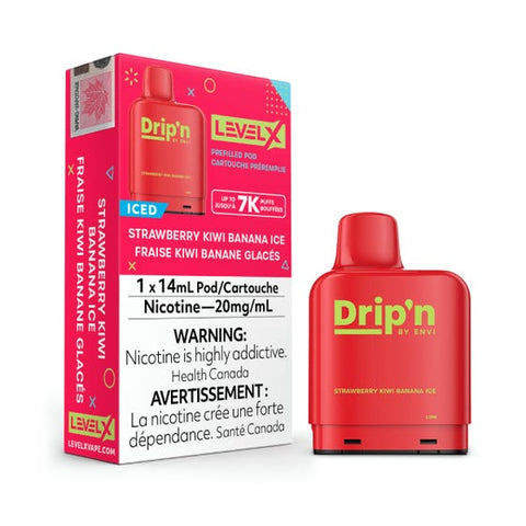 Drip'n Level X 7000 puff disposable pods - Strawberry Kiwi Banana Ice