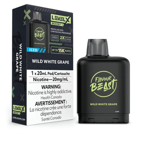 (NEW!) Flavour Beast Level X 15k puff BOOST disposable pods - Wild White Grape