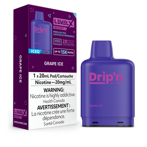 Drip'n Level X BOOST 15k puff disposable pods - Grape Ice